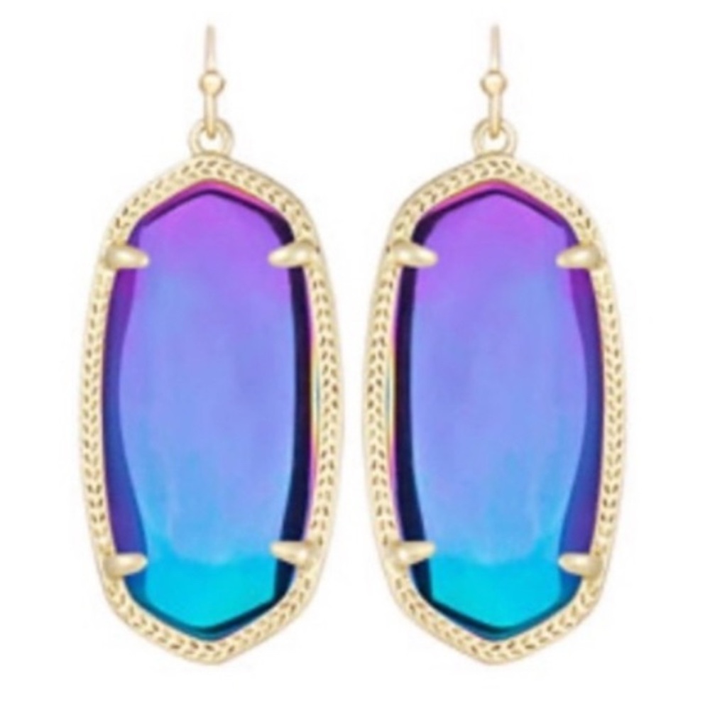 NWOT RARE & Retired Kendra Scott Elle Earrings Black Iridescent & Yellow Gold😊